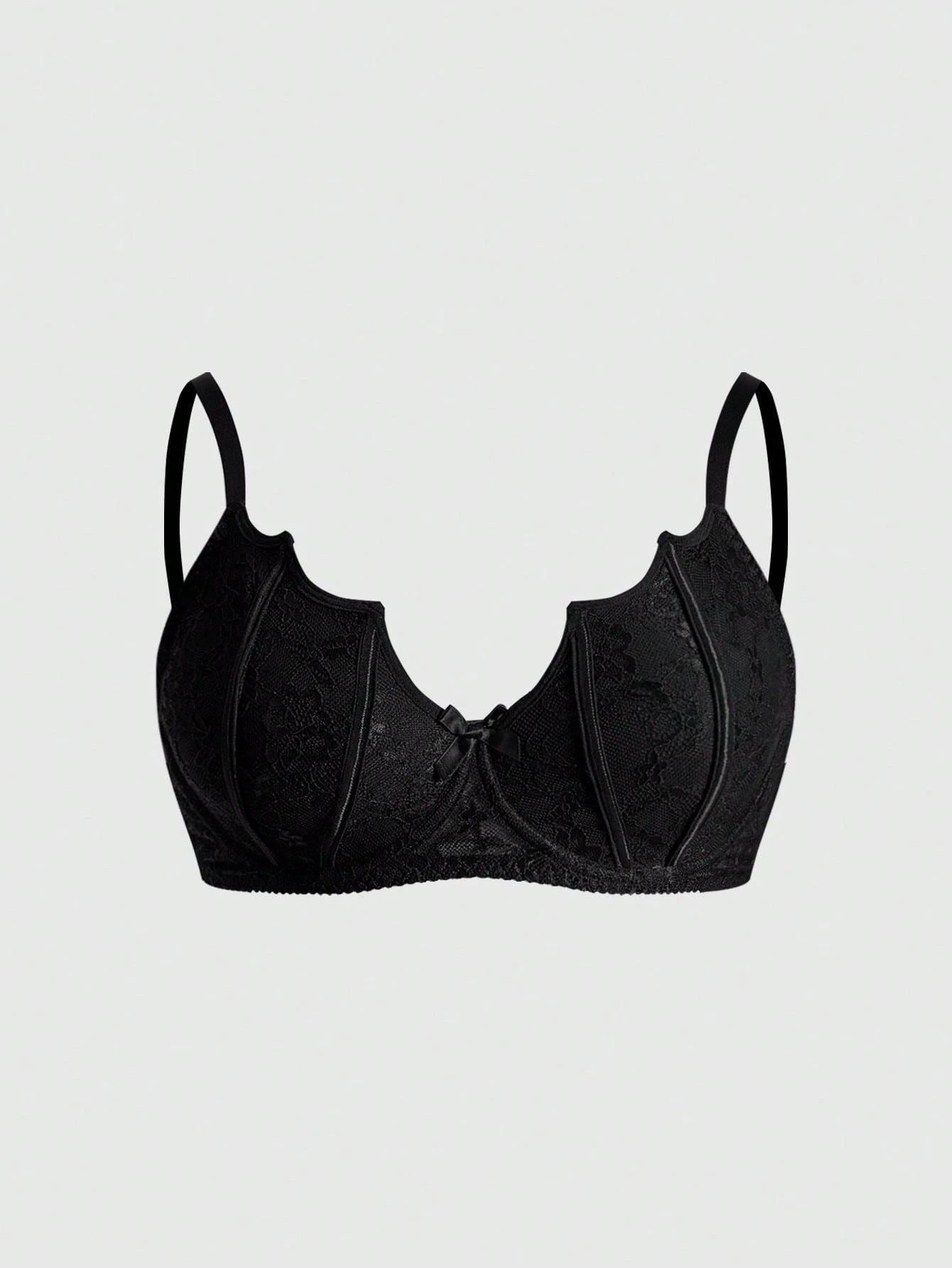 Plus Size Gothic Floral Lace Bralette | Wireless Sexy Lingerie Bra Top for Women