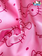 Sweet Kitty Satin Pajama Set – 2-Piece Lapel Button-Up & Bow Detail Shorts