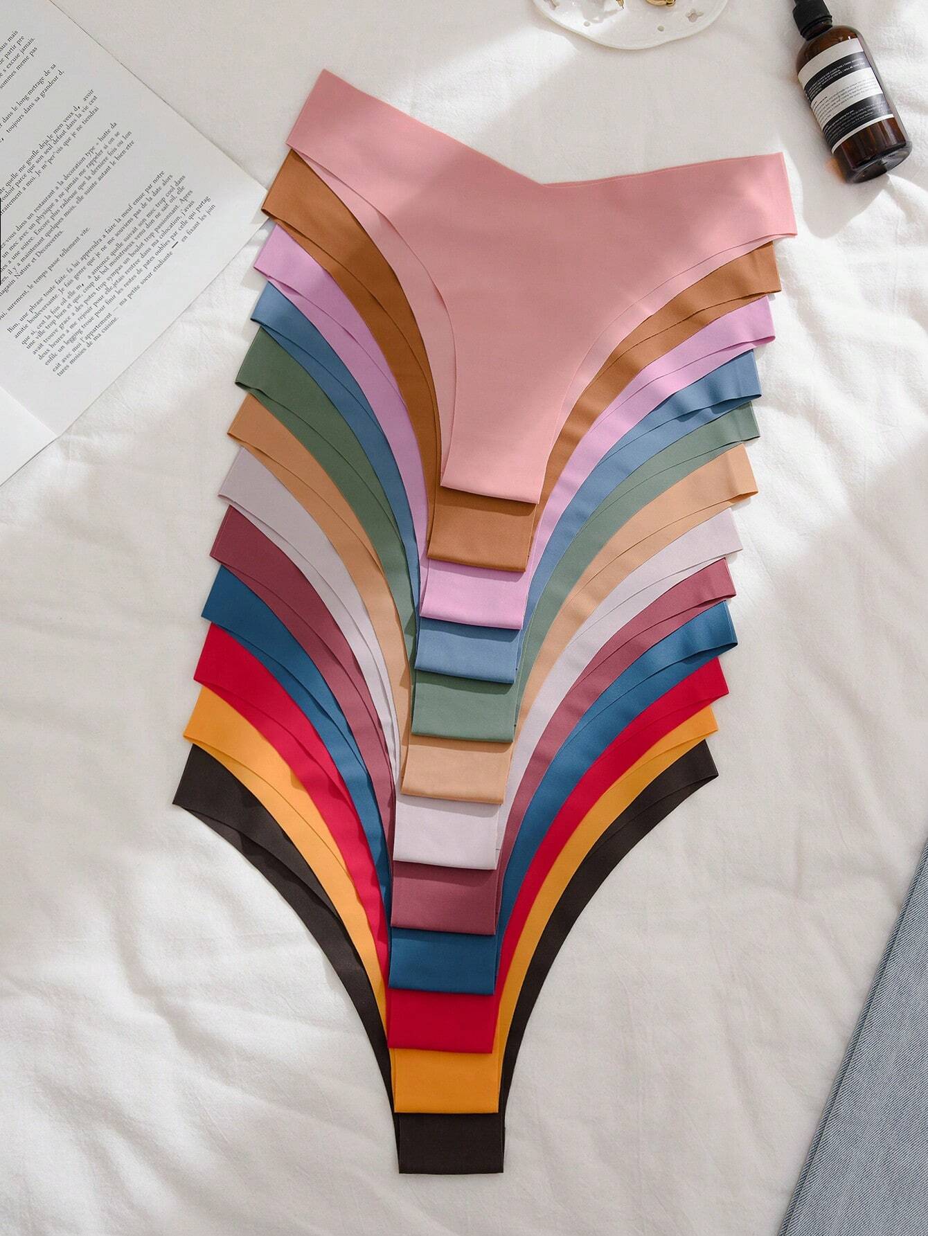 12-Pack Seamless Thong Panties | Asymmetric Waistline Stretch Fit | Comfortable Everyday Set