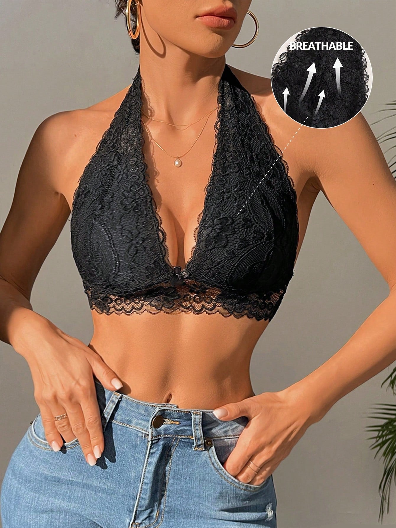 2-Pack Floral Lace Halter Bra Set | Soft Wireless Comfortable Fit | Everyday & Lingerie Wear