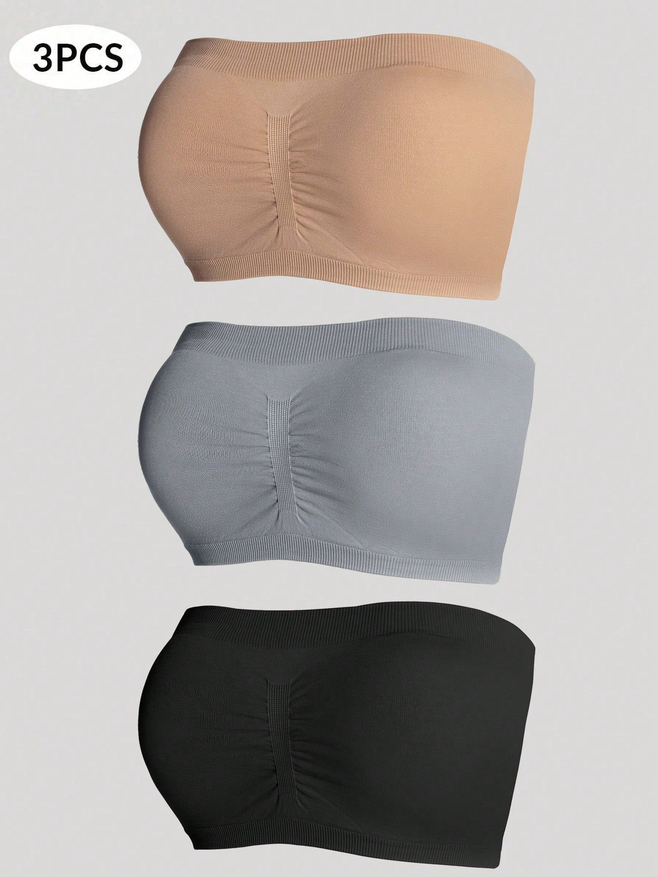 3-Pack Plus Size Seamless Wireless Bras | Elegant Bandeau Bras | Non-Padded Comfort Fit | Soft Stretch Everyday Lingerie