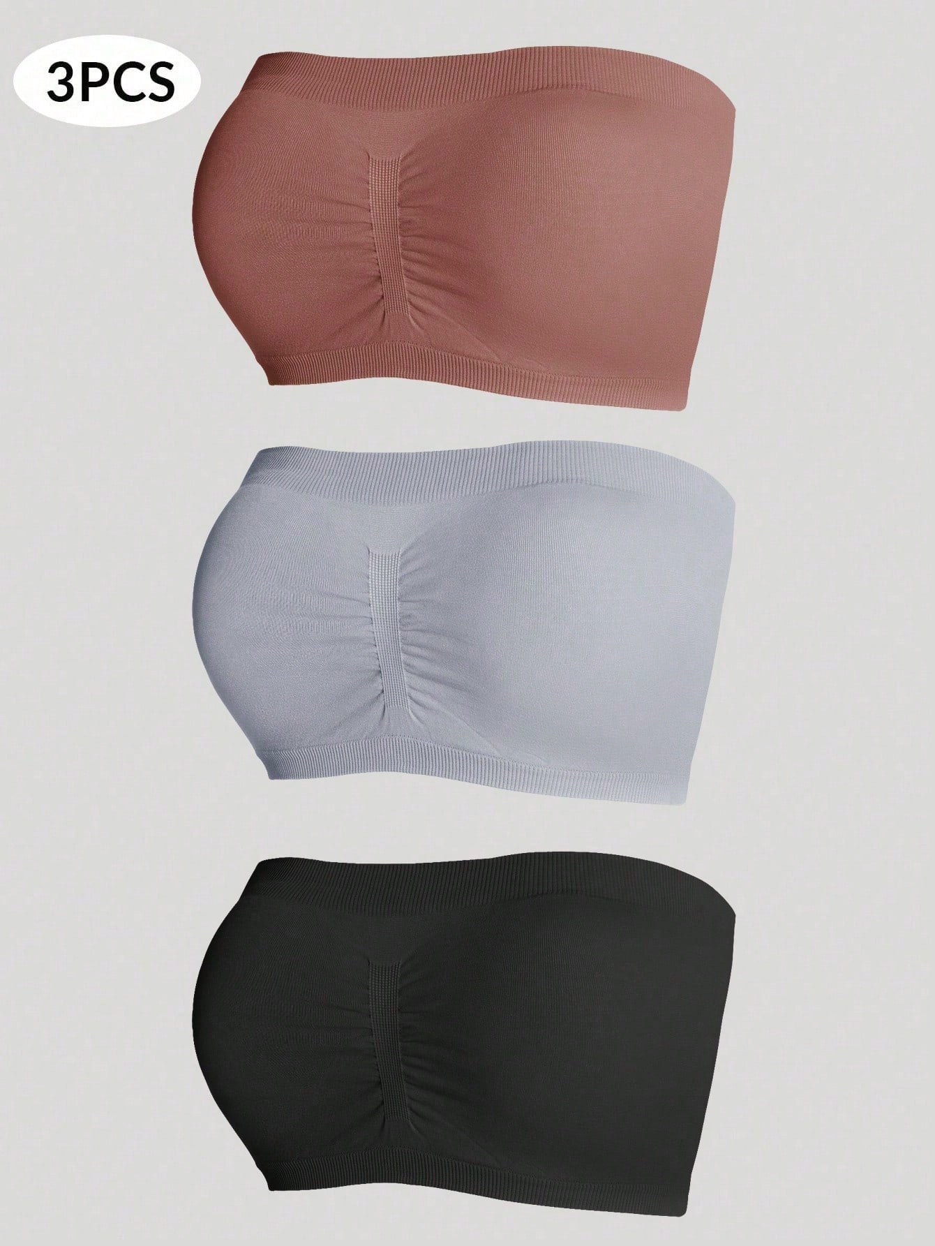 3-Pack Plus Size Seamless Wireless Bras | Elegant Bandeau Bras | Non-Padded Comfort Fit | Soft Stretch Everyday Lingerie