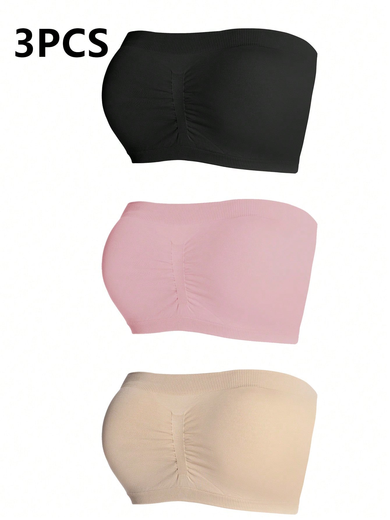 3-Pack Plus Size Seamless Wireless Bras | Elegant Bandeau Bras | Non-Padded Comfort Fit | Soft Stretch Everyday Lingerie