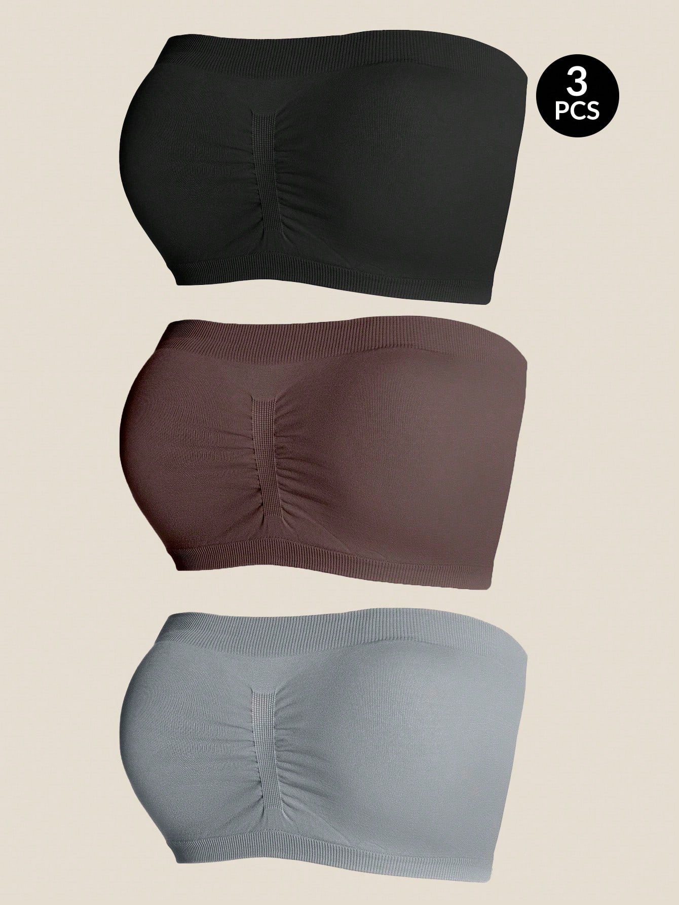 3-Pack Plus Size Seamless Wireless Bras | Elegant Bandeau Bras | Non-Padded Comfort Fit | Soft Stretch Everyday Lingerie