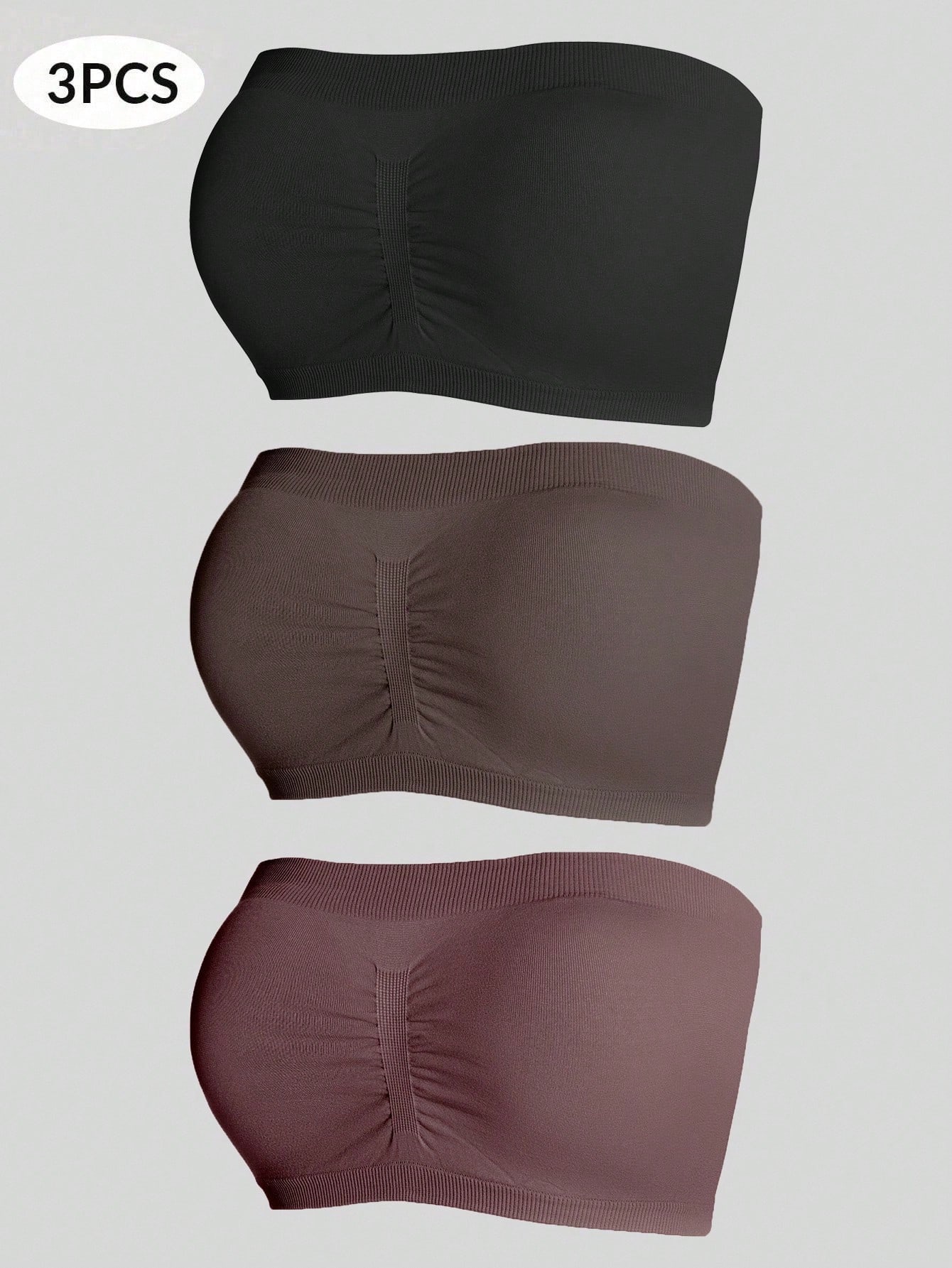 3-Pack Plus Size Seamless Wireless Bras | Elegant Bandeau Bras | Non-Padded Comfort Fit | Soft Stretch Everyday Lingerie