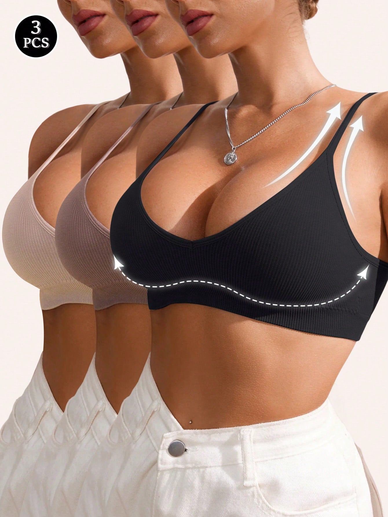 6-Piece Seamless Ribbed Wireless Bra Set | Casual Comfort Women's Bras