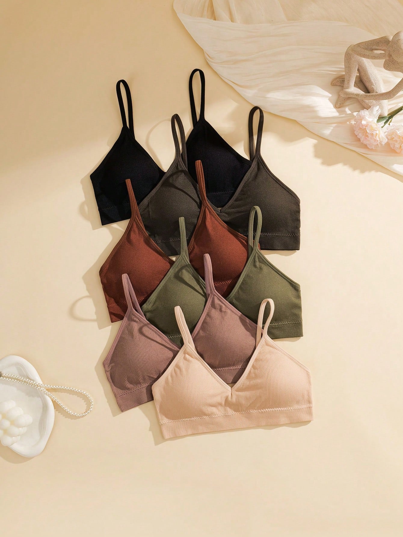 6-Piece Seamless Ribbed Wireless Bra Set | Casual Comfort Women's Bras