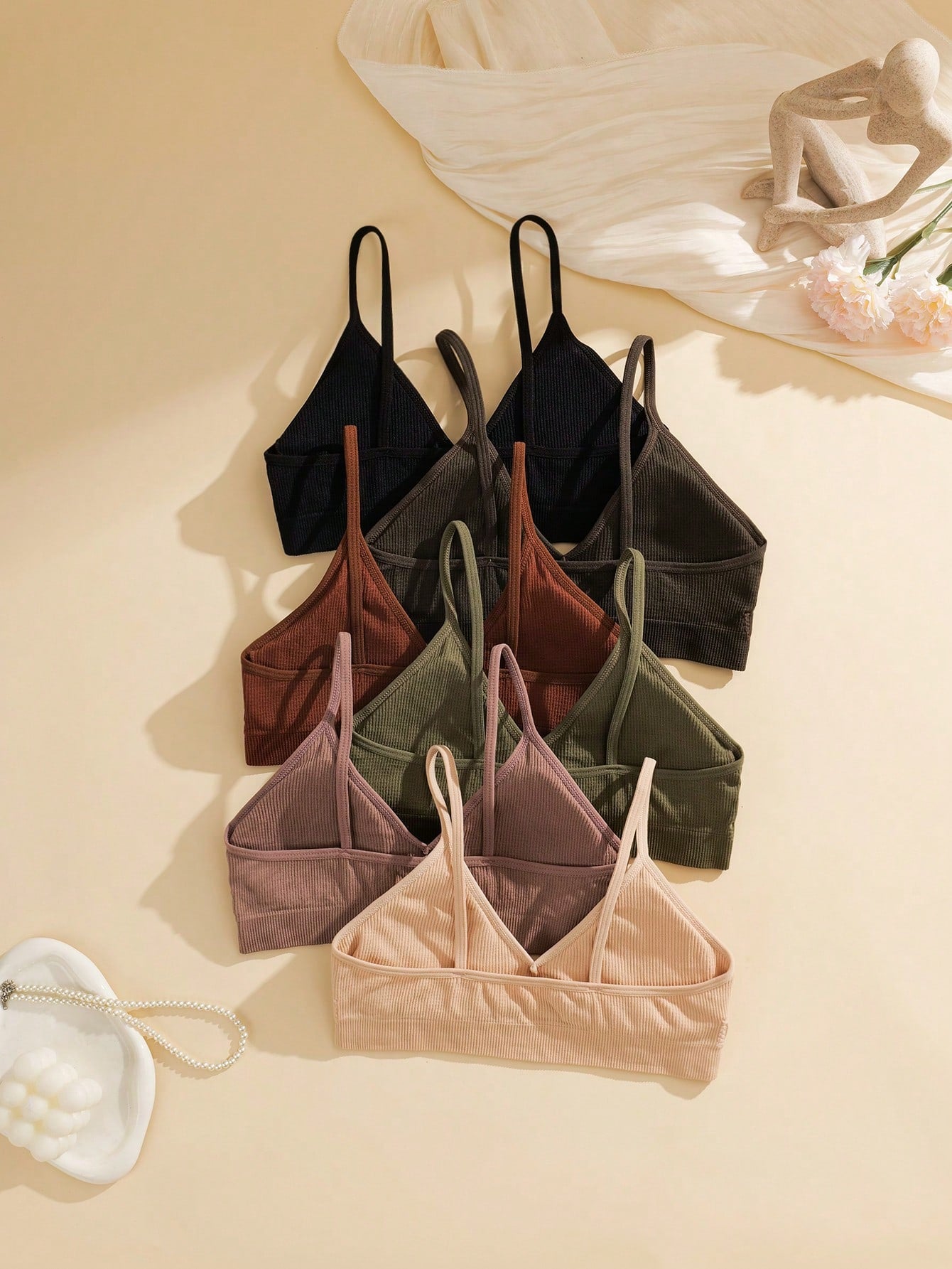 6-Piece Seamless Ribbed Wireless Bra Set | Casual Comfort Women's Bras