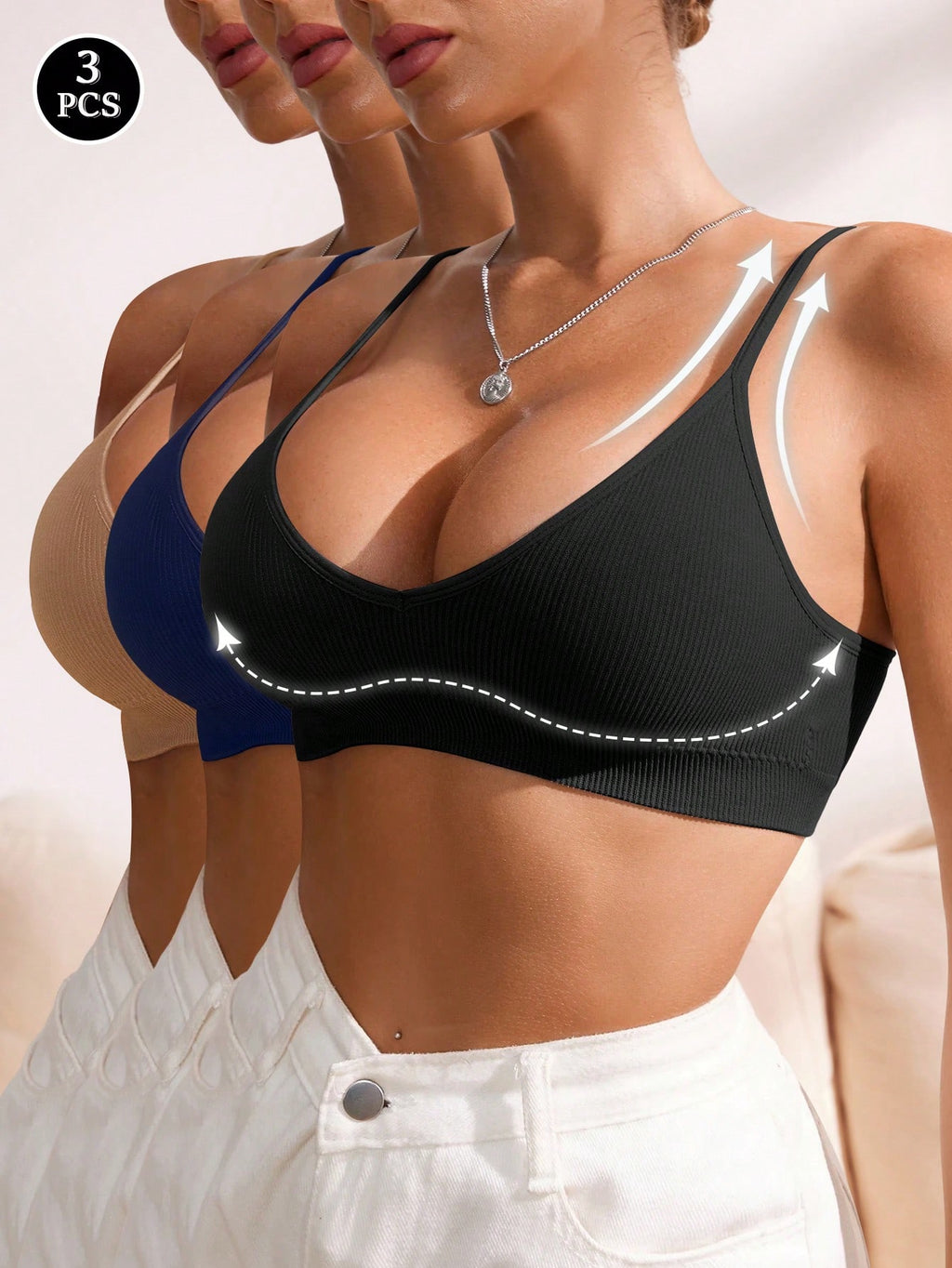 6-Piece Seamless Ribbed Wireless Bra Set | Casual Comfort Women's Bras