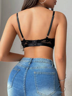 Women’s Floral Lace Sheer Bralette | Sexy Half Cup See-Through Romantic Lingerie Bra Top
