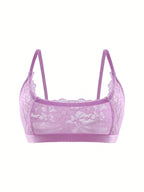 Women’s Floral Lace Sheer Bralette | Sexy Half Cup See-Through Romantic Lingerie Bra Top