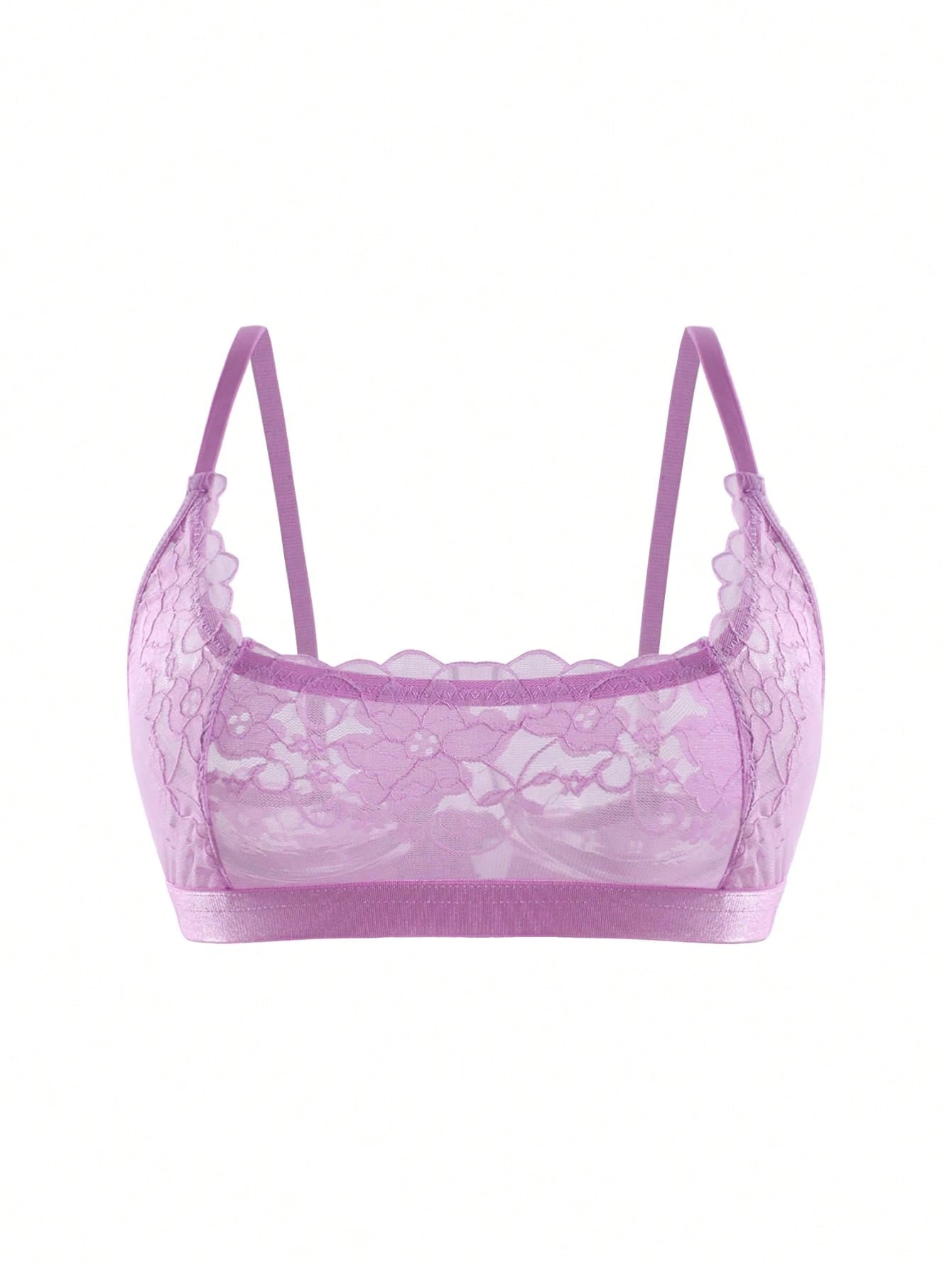 Women’s Floral Lace Sheer Bralette | Sexy Half Cup See-Through Romantic Lingerie Bra Top