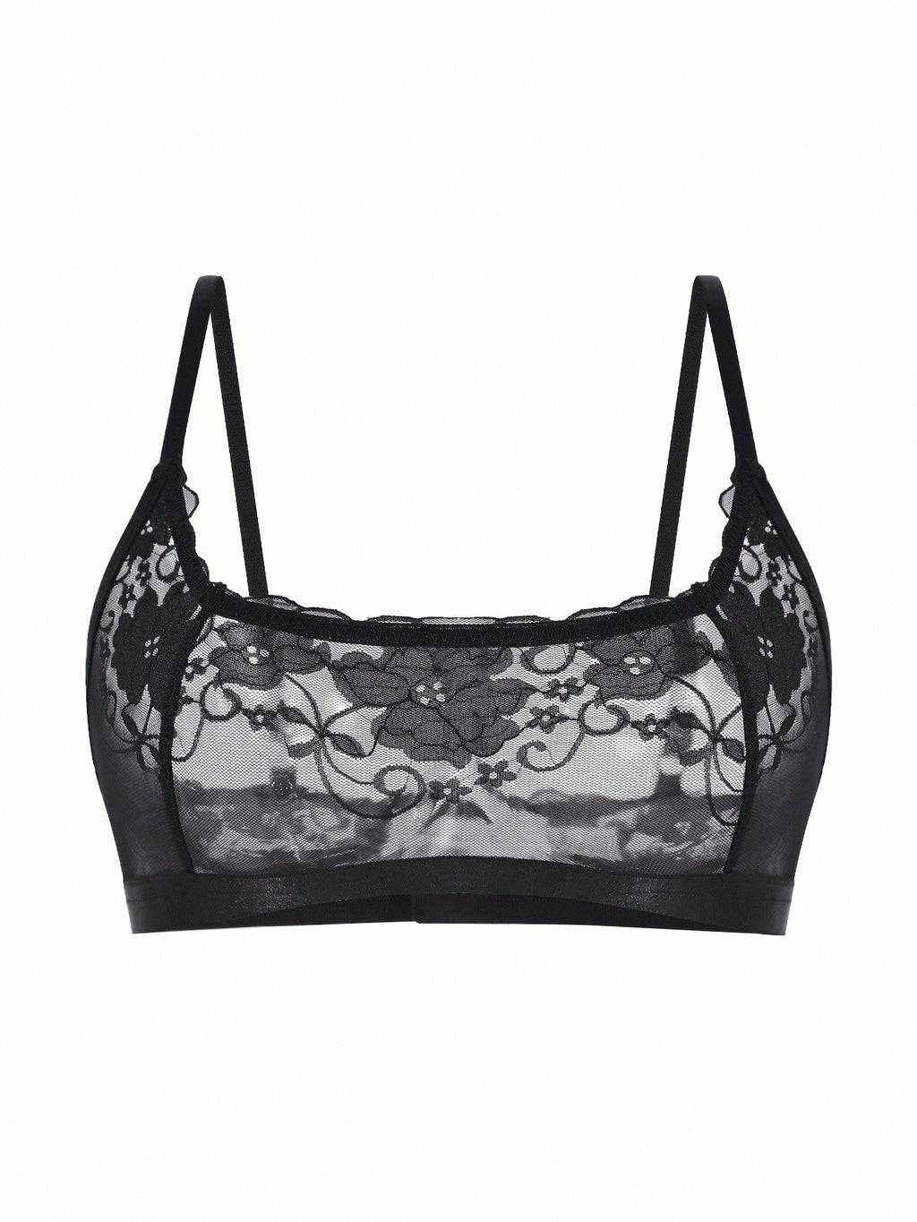 Women’s Floral Lace Sheer Bralette | Sexy Half Cup See-Through Romantic Lingerie Bra Top