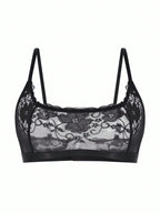 Women’s Floral Lace Sheer Bralette | Sexy Half Cup See-Through Romantic Lingerie Bra Top