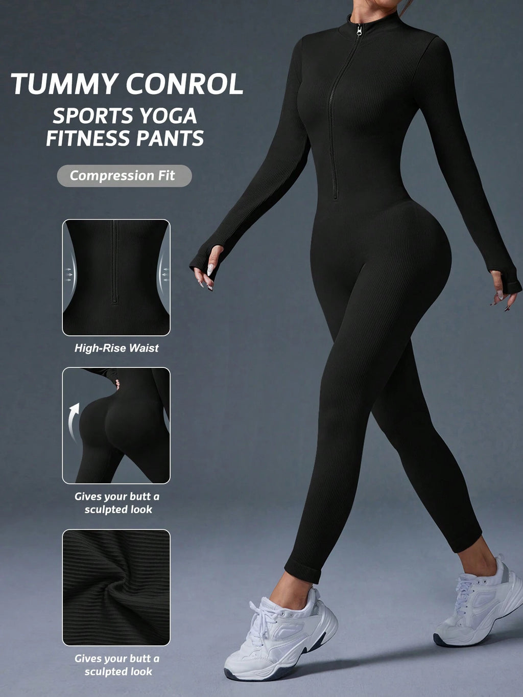 Clean & Direct (Highly Recommended)  Women's Long Sleeve Zip-Front Activewear Jumpsuit