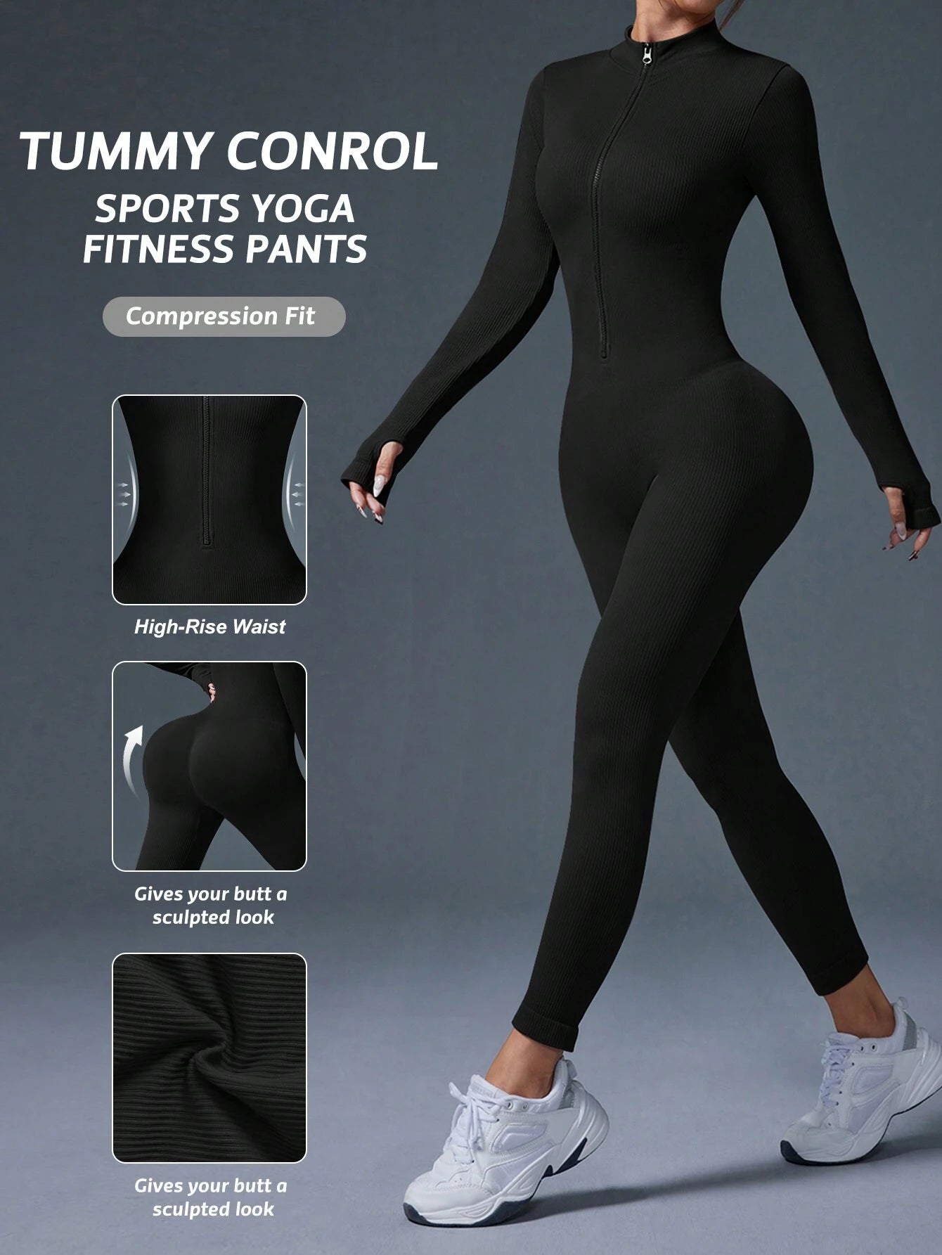 Clean & Direct (Highly Recommended)  Women's Long Sleeve Zip-Front Activewear Jumpsuit