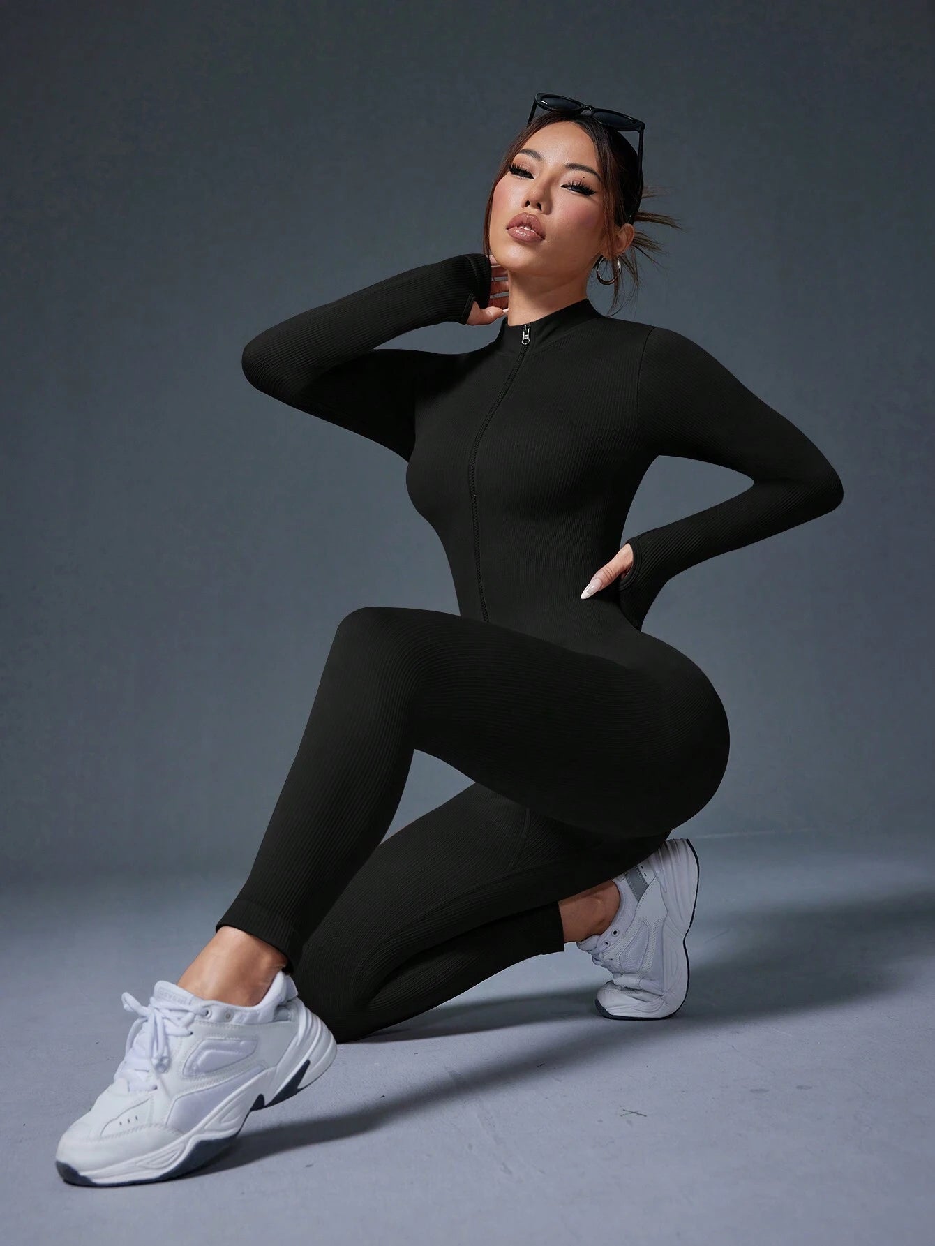 Clean & Direct (Highly Recommended)  Women's Long Sleeve Zip-Front Activewear Jumpsuit