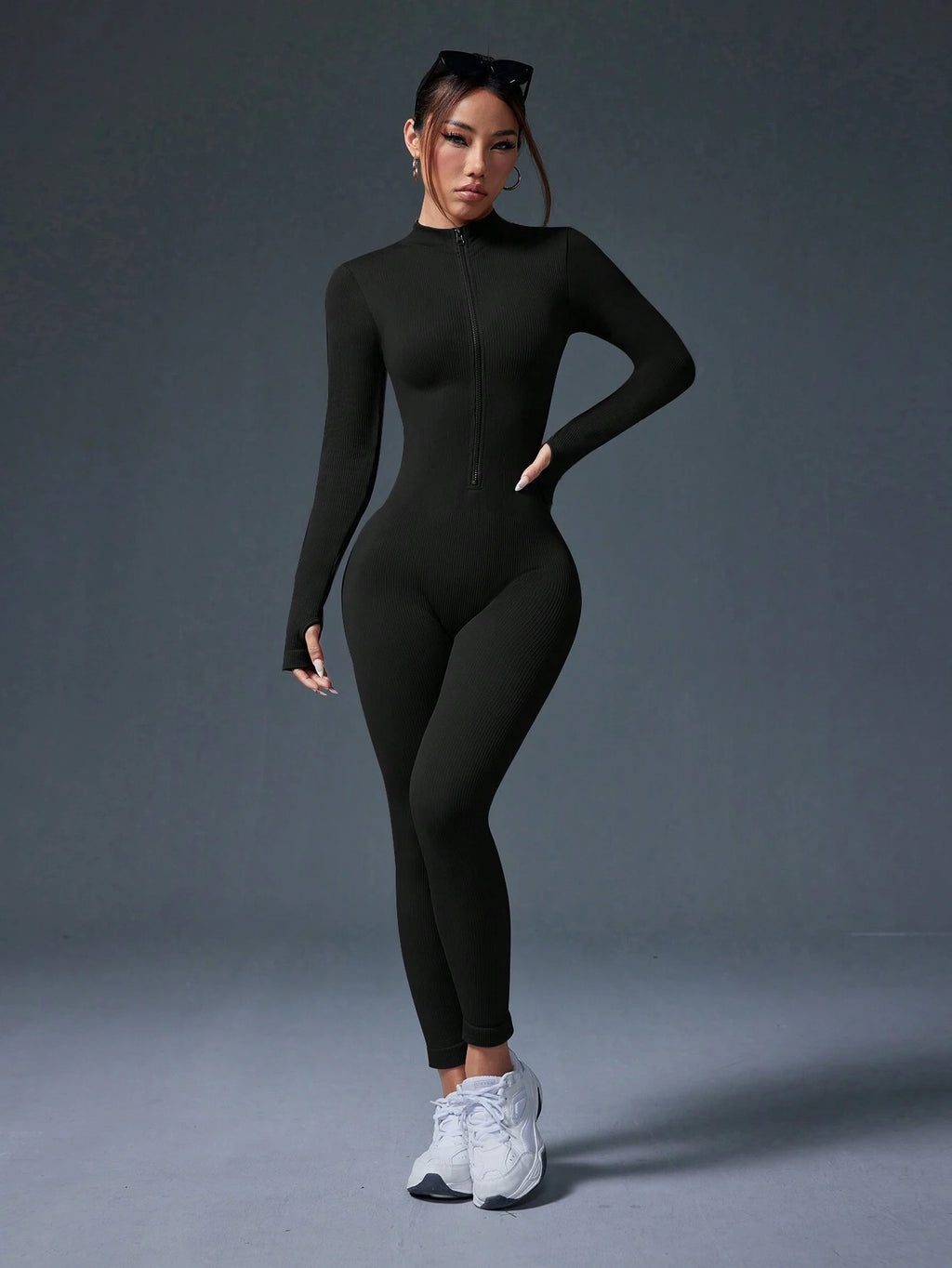 Clean & Direct (Highly Recommended)  Women's Long Sleeve Zip-Front Activewear Jumpsuit