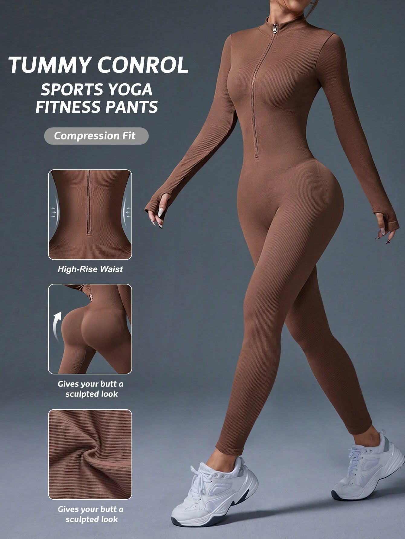Clean & Direct (Highly Recommended)  Women's Long Sleeve Zip-Front Activewear Jumpsuit