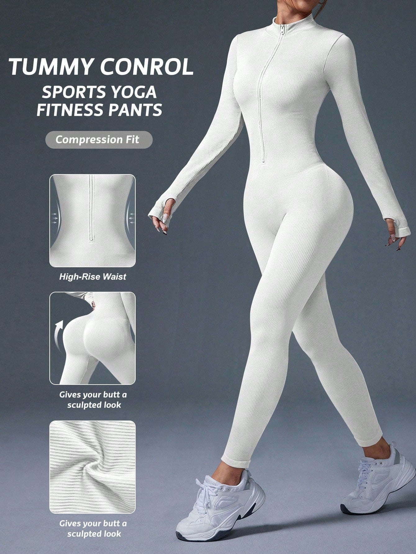 Clean & Direct (Highly Recommended)  Women's Long Sleeve Zip-Front Activewear Jumpsuit
