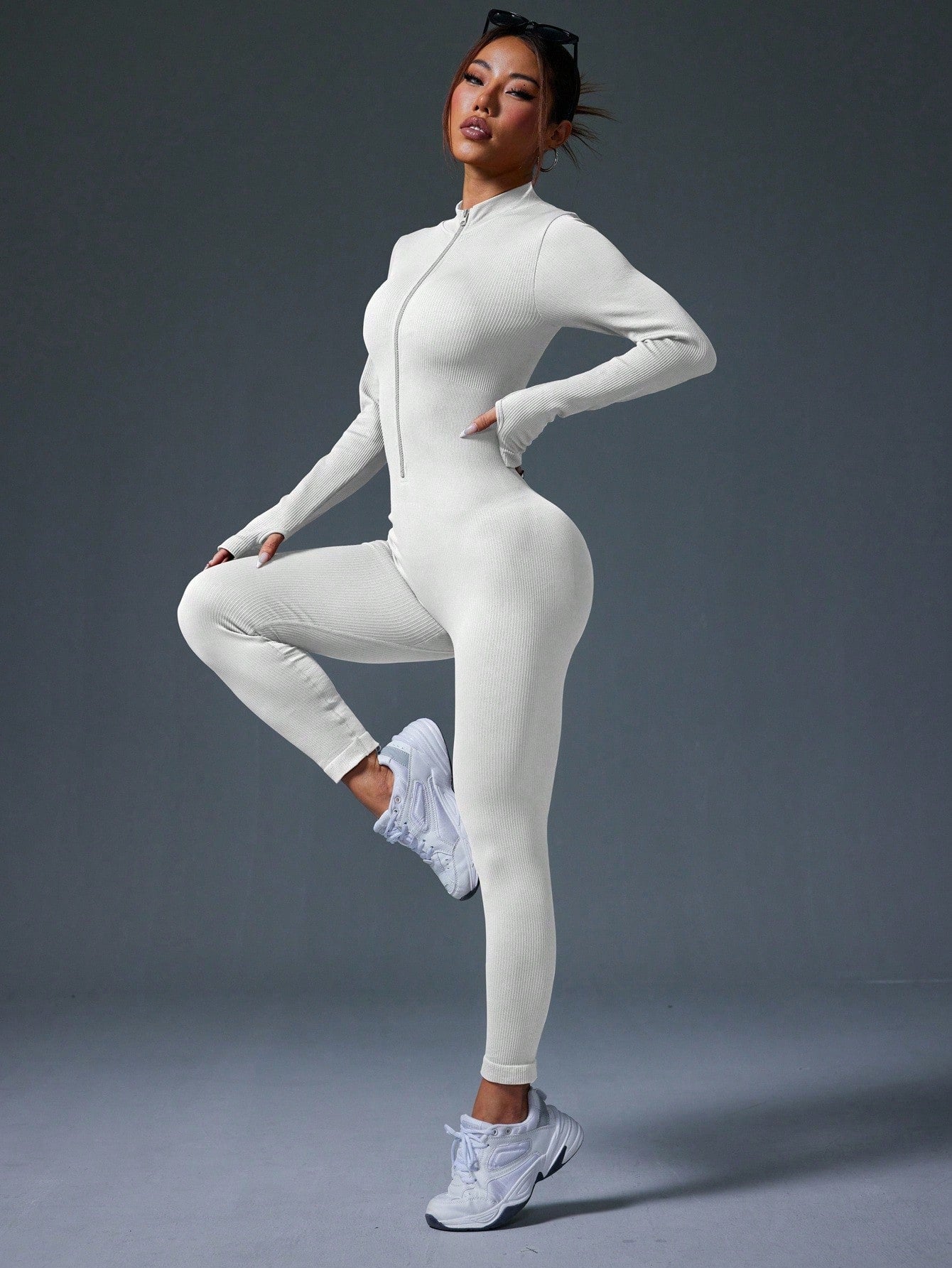 Clean & Direct (Highly Recommended)  Women's Long Sleeve Zip-Front Activewear Jumpsuit