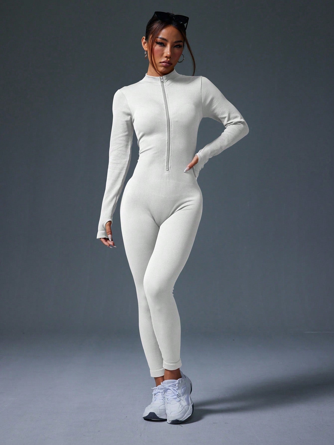 Clean & Direct (Highly Recommended)  Women's Long Sleeve Zip-Front Activewear Jumpsuit