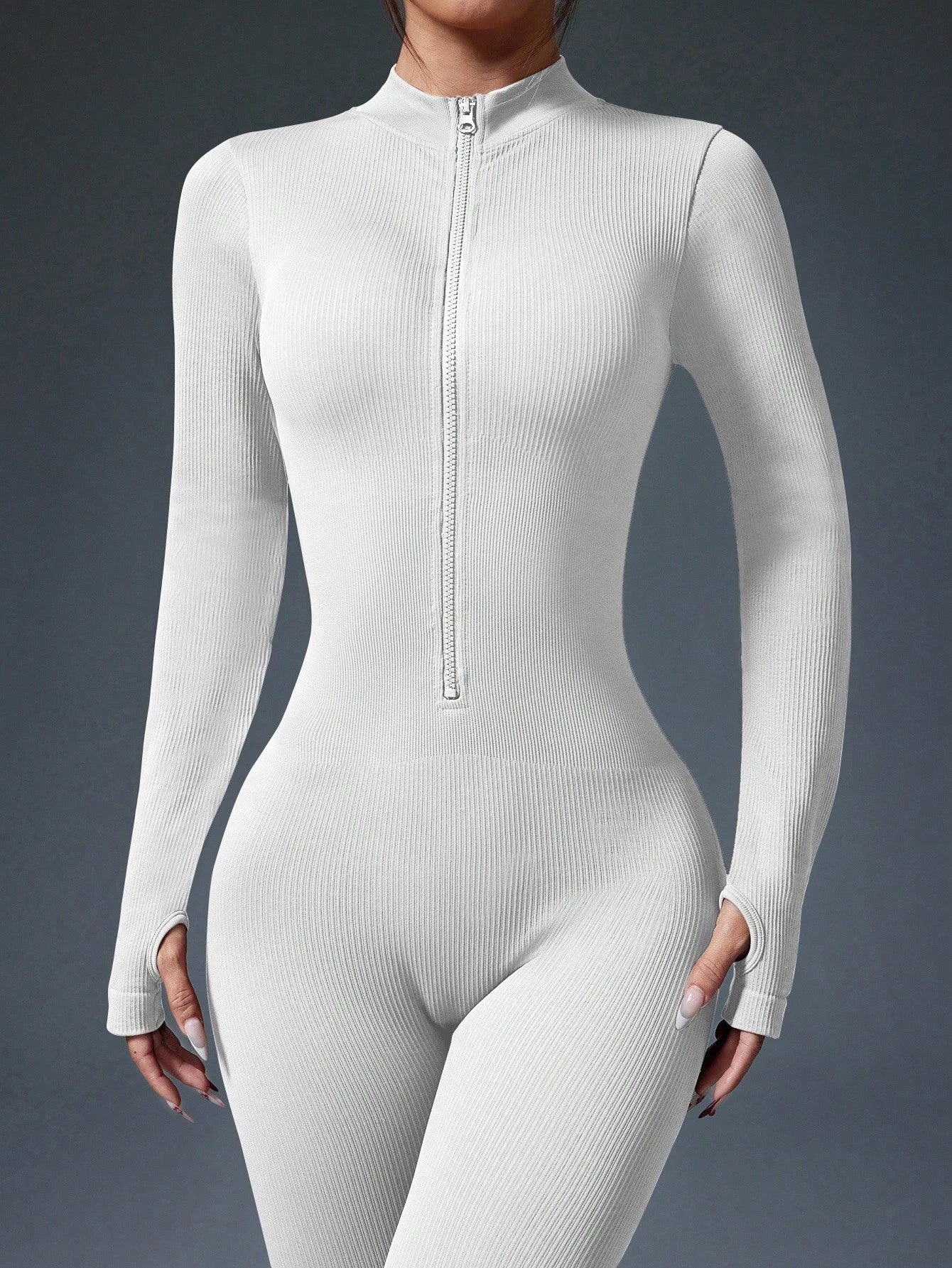 Clean & Direct (Highly Recommended)  Women's Long Sleeve Zip-Front Activewear Jumpsuit