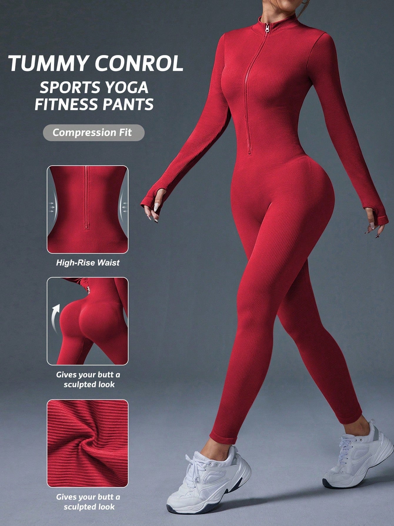 Clean & Direct (Highly Recommended)  Women's Long Sleeve Zip-Front Activewear Jumpsuit