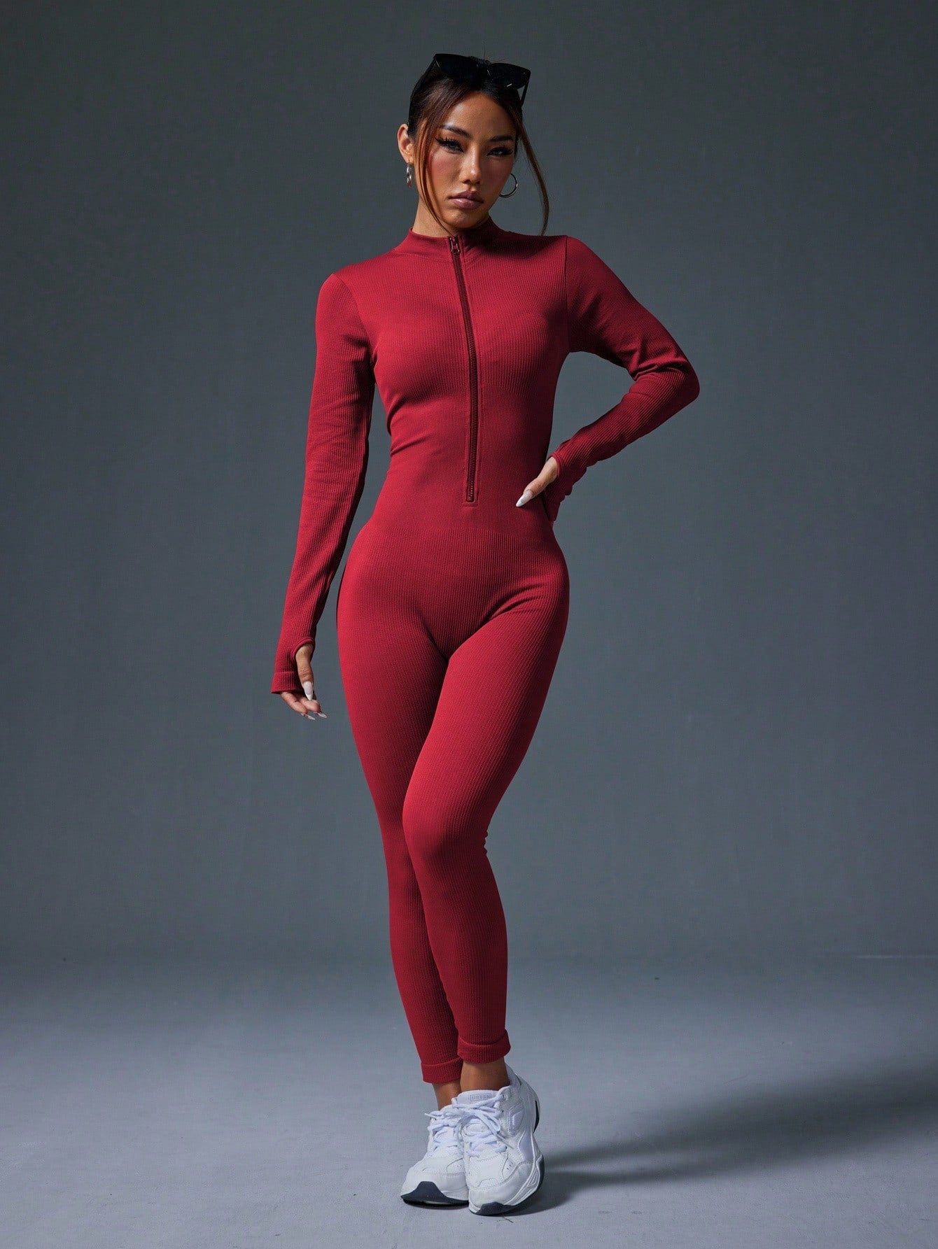 Clean & Direct (Highly Recommended)  Women's Long Sleeve Zip-Front Activewear Jumpsuit