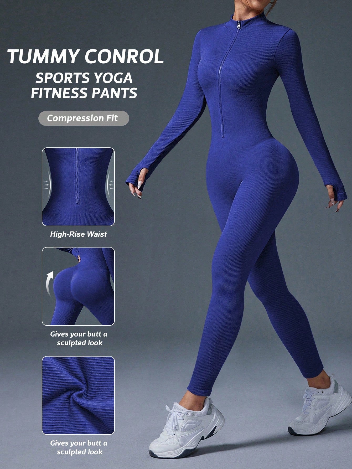 Clean & Direct (Highly Recommended)  Women's Long Sleeve Zip-Front Activewear Jumpsuit