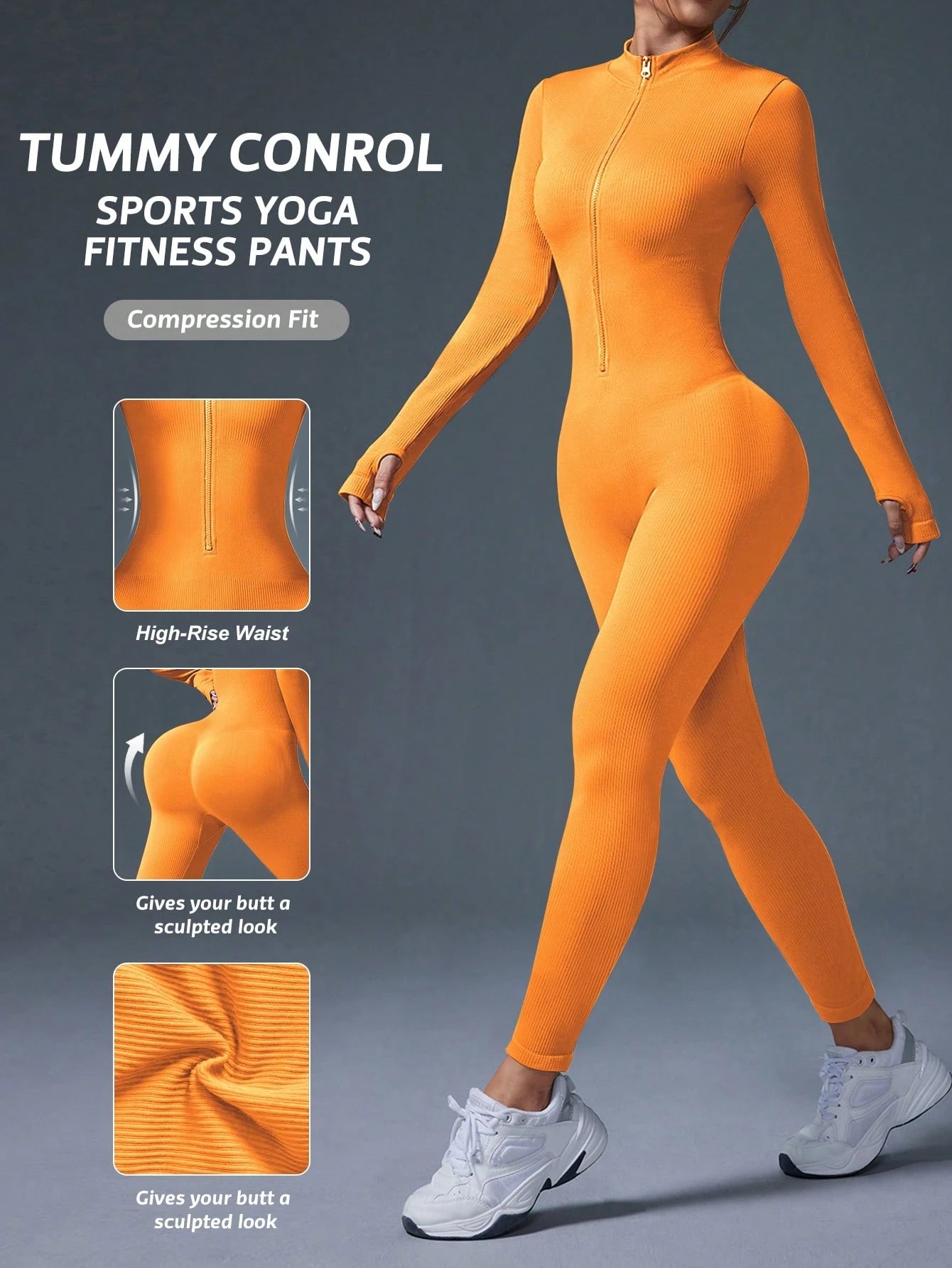 Clean & Direct (Highly Recommended)  Women's Long Sleeve Zip-Front Activewear Jumpsuit