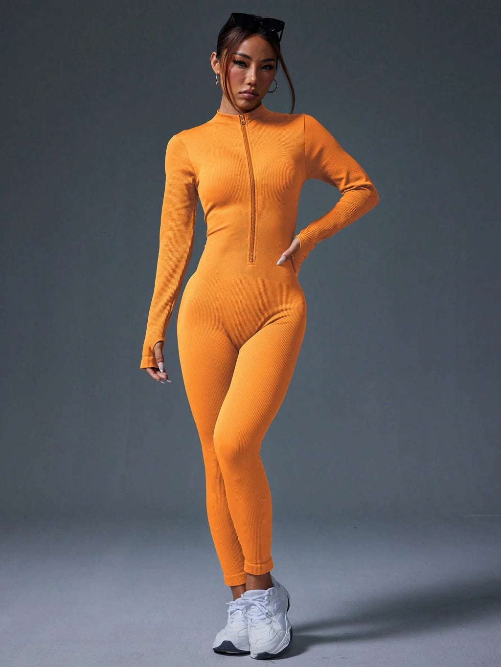 Clean & Direct (Highly Recommended)  Women's Long Sleeve Zip-Front Activewear Jumpsuit