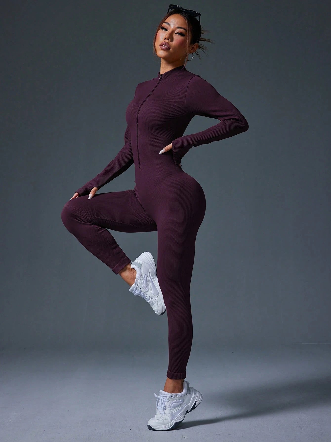 Clean & Direct (Highly Recommended)  Women's Long Sleeve Zip-Front Activewear Jumpsuit