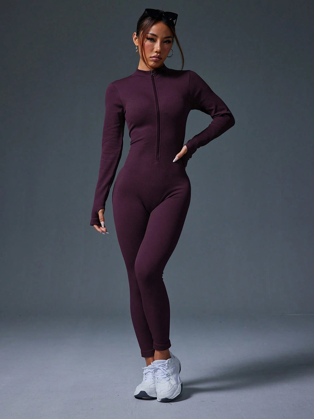 Clean & Direct (Highly Recommended)  Women's Long Sleeve Zip-Front Activewear Jumpsuit