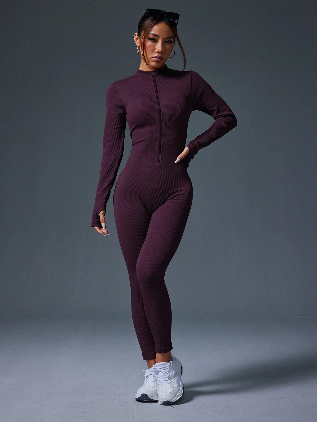 Clean & Direct (Highly Recommended)  Women's Long Sleeve Zip-Front Activewear Jumpsuit
