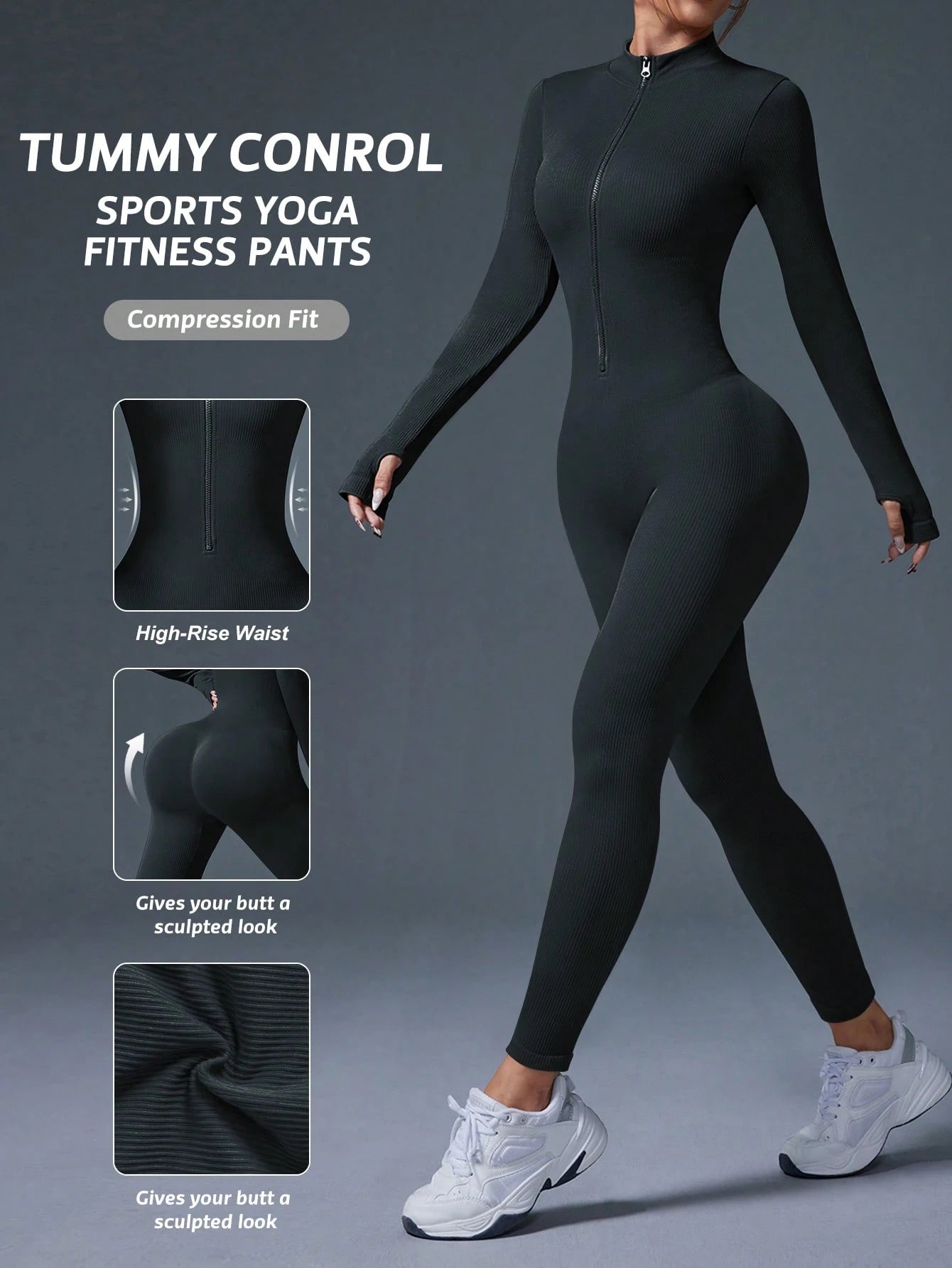 Clean & Direct (Highly Recommended)  Women's Long Sleeve Zip-Front Activewear Jumpsuit