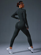 Clean & Direct (Highly Recommended)  Women's Long Sleeve Zip-Front Activewear Jumpsuit