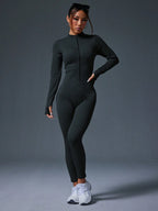 Clean & Direct (Highly Recommended)  Women's Long Sleeve Zip-Front Activewear Jumpsuit