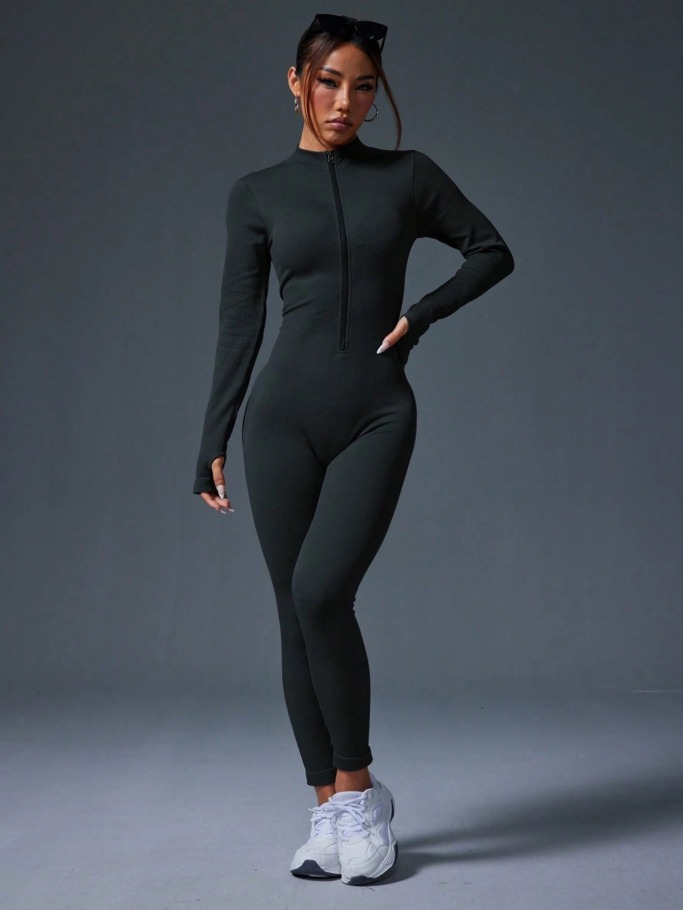 Clean & Direct (Highly Recommended)  Women's Long Sleeve Zip-Front Activewear Jumpsuit