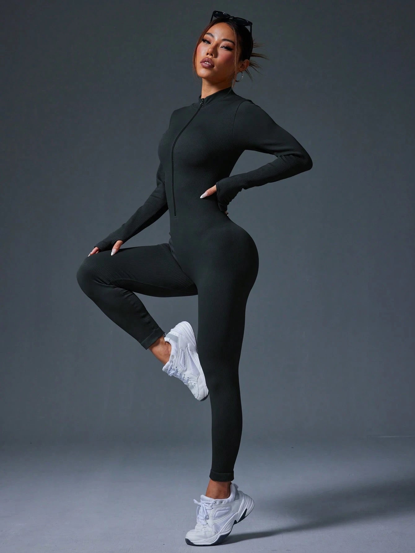 Clean & Direct (Highly Recommended)  Women's Long Sleeve Zip-Front Activewear Jumpsuit