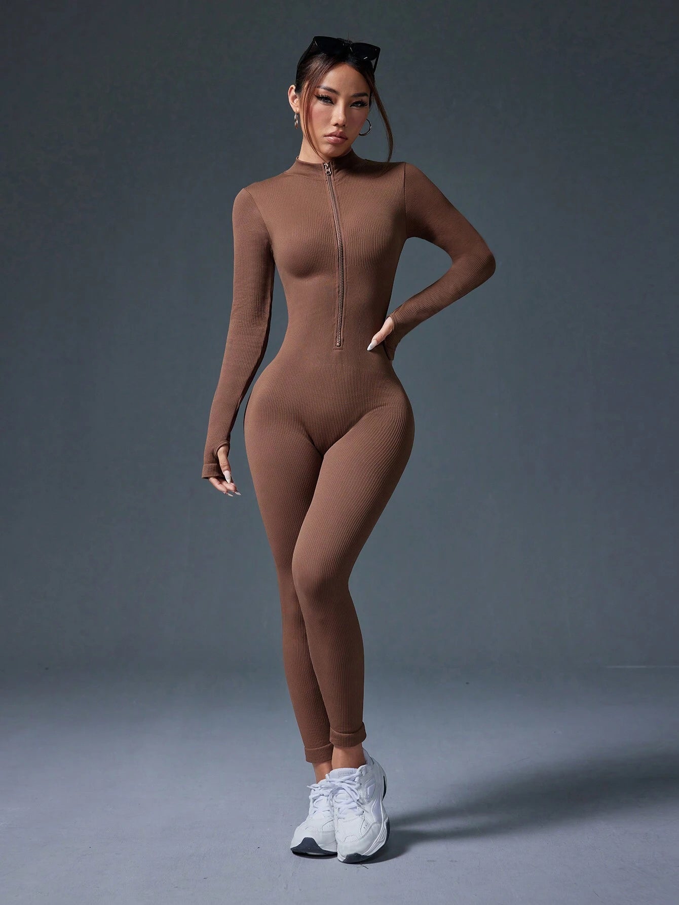 Clean & Direct (Highly Recommended)  Women's Long Sleeve Zip-Front Activewear Jumpsuit