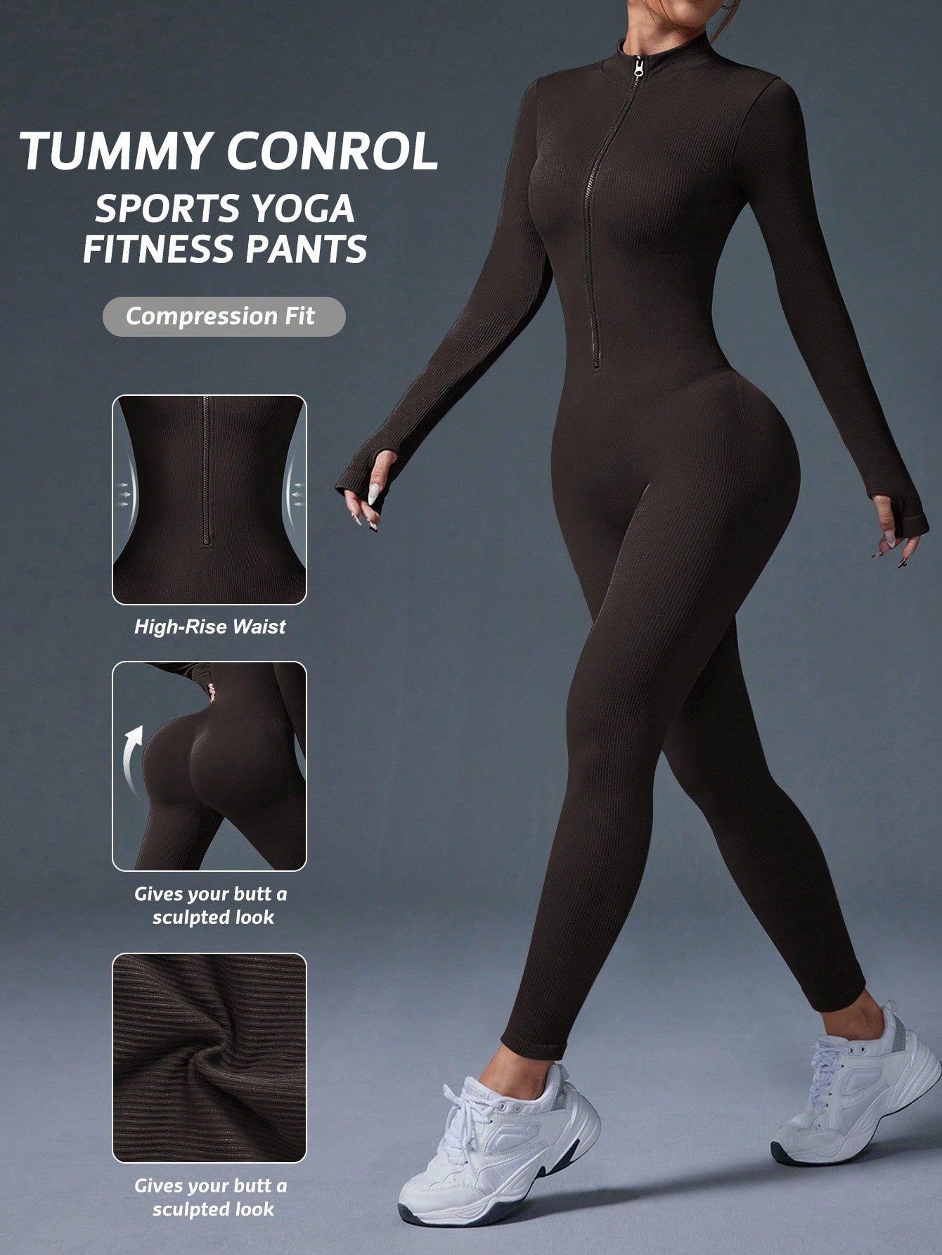 Clean & Direct (Highly Recommended)  Women's Long Sleeve Zip-Front Activewear Jumpsuit