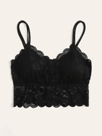 French Lace Scallop Bralette | Wide Strap Wireless Comfort Bra  |  Soft Medium Stretch | Elegant Romantic Lingerie