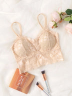 French Lace Scallop Bralette | Wide Strap Wireless Comfort Bra  |  Soft Medium Stretch | Elegant Romantic Lingerie