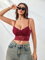 French Lace Scallop Bralette | Wide Strap Wireless Comfort Bra  |  Soft Medium Stretch | Elegant Romantic Lingerie