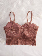 French Lace Scallop Bralette | Wide Strap Wireless Comfort Bra  |  Soft Medium Stretch | Elegant Romantic Lingerie