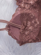 French Lace Scallop Bralette | Wide Strap Wireless Comfort Bra  |  Soft Medium Stretch | Elegant Romantic Lingerie