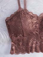 French Lace Scallop Bralette | Wide Strap Wireless Comfort Bra  |  Soft Medium Stretch | Elegant Romantic Lingerie
