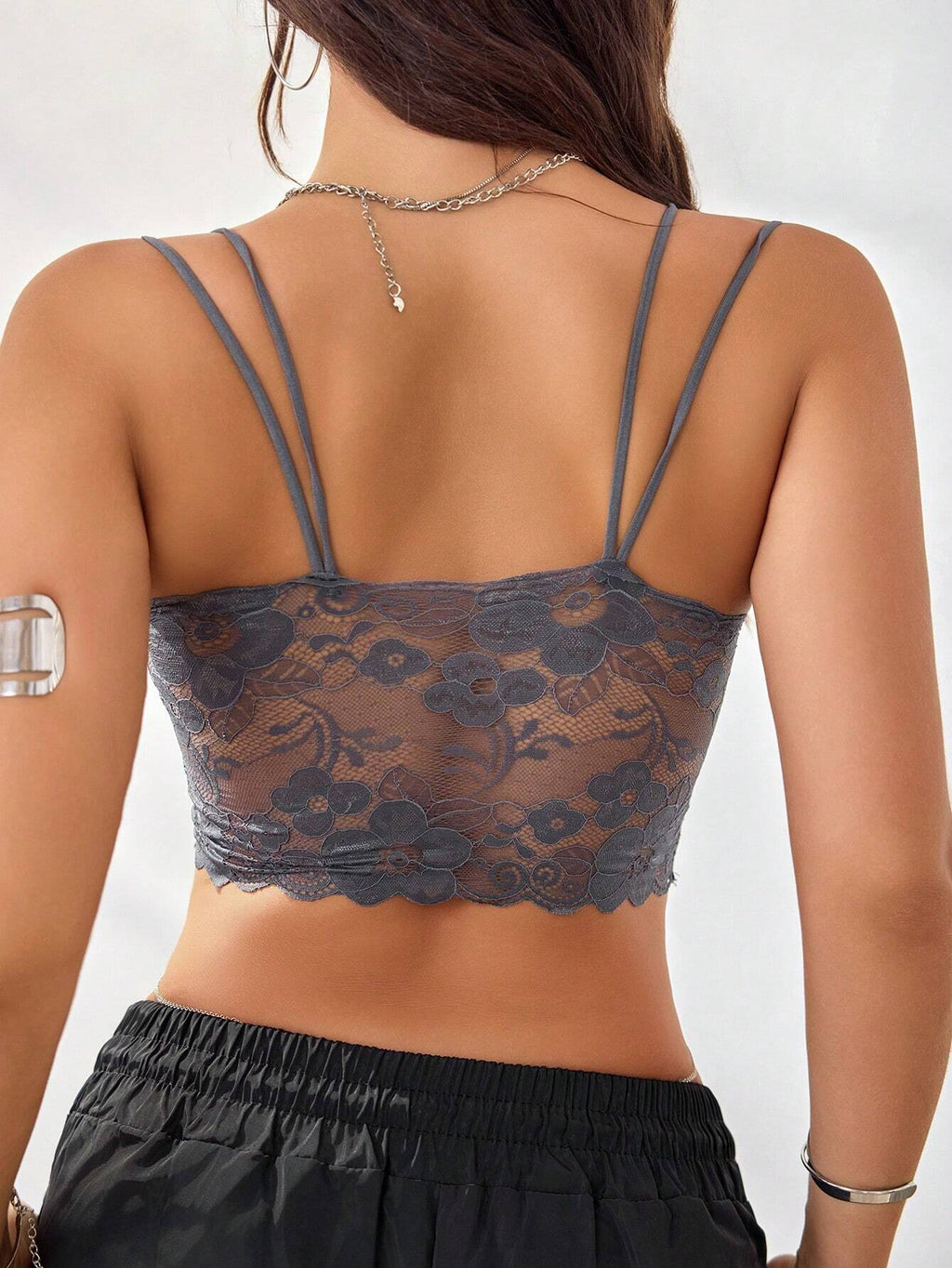 French Lace Scallop Bralette | Wide Strap Wireless Comfort Bra  |  Soft Medium Stretch | Elegant Romantic Lingerie