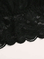 French Lace Scallop Bralette | Wide Strap Wireless Comfort Bra  |  Soft Medium Stretch | Elegant Romantic Lingerie